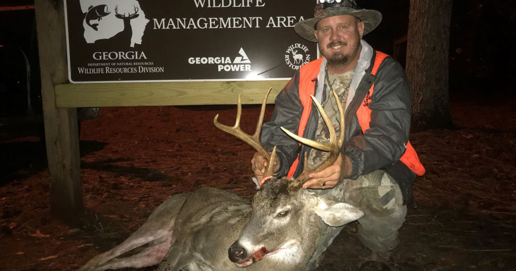 Photo of a great buck taken on the Clybel WMA quota deer hunt in Georgia.