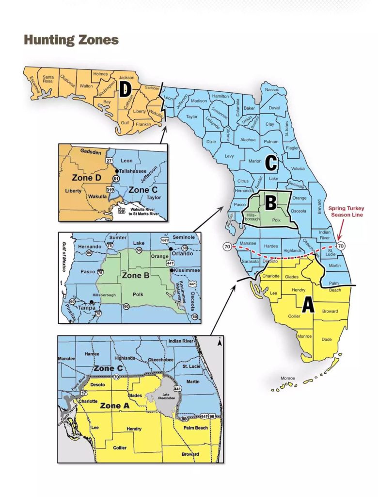 Map of Florida's deer hunting zones