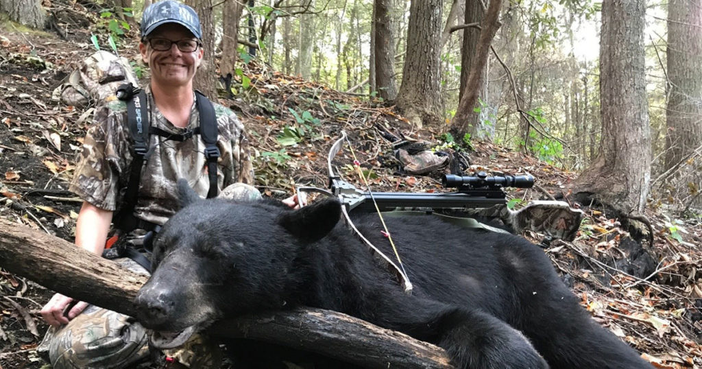 Photo of a large Georgia bear taken with a crossbow.