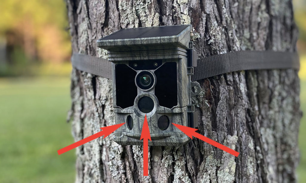 Photo of the three sensors on a Campark T180 trail cam.