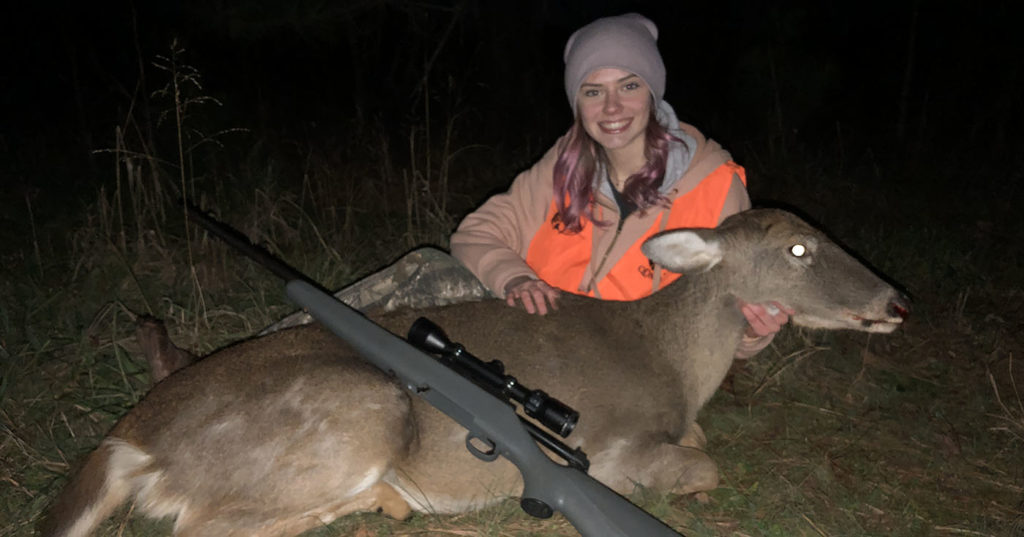 Photo of an Alabama youth hunter with a nice doe.