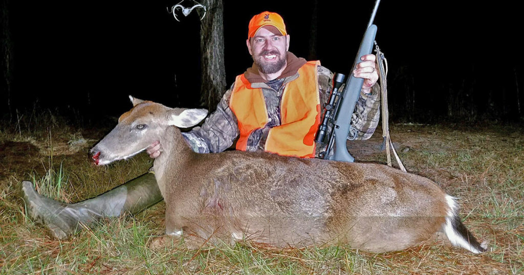 The author with a large doe shot during a Georgia doe day.