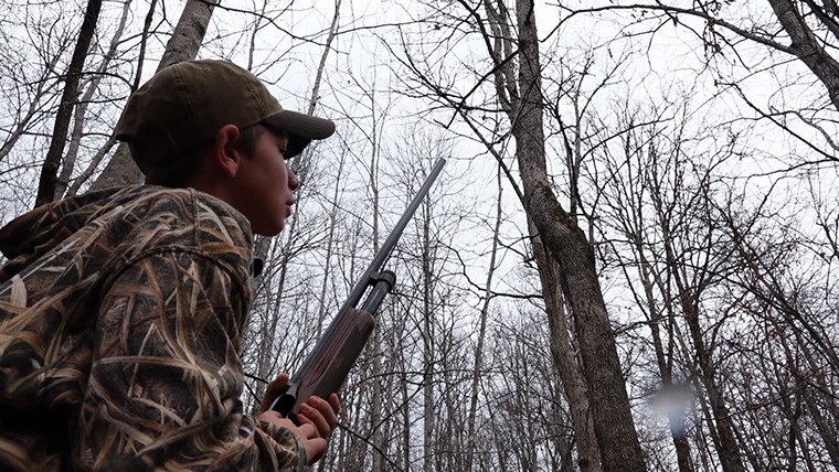 Youth hunter hunting during a youth duck hunt in Tennessee.